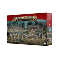 Release Date 2/21
This boxed set builds 37 multipart plastic Lumineth Realm-lords miniatures:
– 1x Ellania and Ellathor, Eclipsian Warsages
– 1x Vanari Starshard Ballista
– 5x Vanari Bladelords
– 10x Ydrilan Riverblades
– 10x Vanari Auralan Sentinels
– 10x Vanari Auralan Wardens
This kit comprises 410 plastic components, 1x Citadel 80mm Round Base, 1x Citadel 40mm Round Base, 30x Citadel 32mm Round Bases, and 5x Citadel 28.5mm Round Bases. These miniatures require assembly and are supplied unpainted – we re