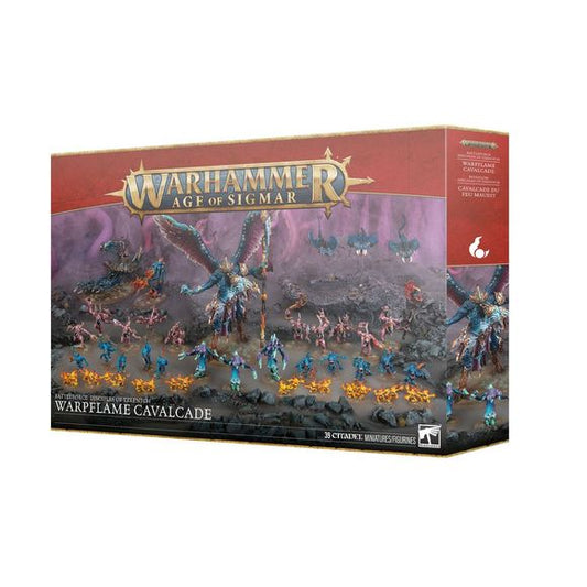 Release Date 2/21
This boxed set builds 39 multipart plastic Disciples of Tzeentch miniatures:
– 1x Kairos Fateweaver (can alternatively be built as a Lord of Change)
– 3x Screamers of Tzeentch
– 3x Flamers of Tzeentch
– 1x Exalted Flamer of Tzeentch
– 1x Herald of Tzeentch on Burning Chariot
– 10x Brimstone Horrors
– 10x Blue Horrors
– 10x Pink Horrors
This kit comprises 328 plastic components, 1x Citadel 120mm by 92mm Oval Base, 1x Citadel 75mm by 41.5mm Oval Base, 1x Citadel 100mm Round Base, 14x Citadel