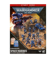 Release Date 7/25/2026
This box includes 13 push-fit Space Marines miniatures:
– 1 Captain with Relic Shield
– 1 Librarian
– 5 Intercessors
– 5 Vanguard Veterans
– 1 Land Speeder
This set contains the following Warhammer Colour paint pots and accessories:
– 1 softcover 36-page Introductory Booklet
– 1 Warhammer Colour Starter Brush
– 1 Texture Spreader
– 1 Abaddon Black (Base)
– 1 Macragge Blue (Base)
– 1 Mournfang Brown (Base)
– 1 Leadbelcher (Base)
– 1 Retributor Armour (Base)
– 1 Corax White (Base)
– 1 M