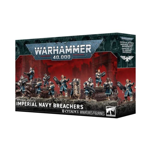 Release Date 8/8/2026
This multipart plastic kit builds a squad of 10 Imperial Navy Breachers. Contents:
– 116 plastic components
– 8 Citadel 25mm Round Bases
– 2 Citadel 28.5mm Round Bases
– 1 construction guide

These miniatures require assembly and are supplied unpainted. We recommend:
– Citadel Tools: Super Fine Detail Cutters
– Warhammer Colour Plastic Glue
– Warhammer Colour paints