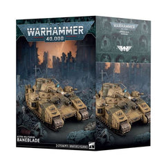 Release Date 8/08/2026
Thismultipart plastic kit builds 1 Baneblade. 
Contents:
– 321 plastic components
– 1 Citadel 25mm Round Base
– 1 construction guide
– 1 Baneblade Transfer Sheet

The Baneblade Transfer Sheet features 253 high-quality waterslide transfers. These include Cadian icons, numbers, honour markings, and more to decorate your tank.

These miniatures require assembly and are supplied unpainted. We recommend:
– Citadel Tools: Super Fine Detail Cutters
– Warhammer Colour Plastic Glue
– Warhammer