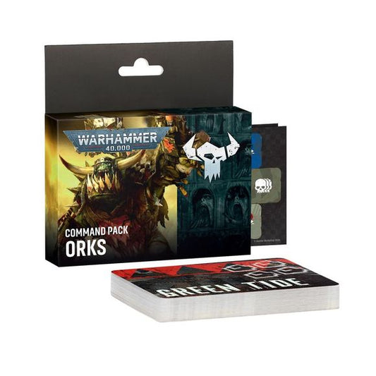 Release Date 9/5/2026
Command pack includes 94 reference cards and 36 double-sided tokens to assist you with all Ork rules in games of 40k.