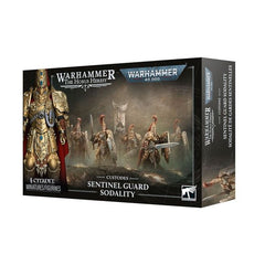 Release Date 10/17/2026
<p><strong>Warhammer: Adeptus Custodes – Sentinel Guard Sodality</strong> adds an elite defensive unit to your Adeptus Custodes or Legio Custodes army. Armed with Sentinel Blades, Misericordia, and Praesidium Shields, these heavily armored warriors combine exceptional durability with devastating close-combat power.</p>

<p>This multipart plastic kit builds 6 Sentinel Guard, with the option to assemble one as a Sentinel Vexillarius carrying a Magisterium Vexilla. Includes 125 plastic