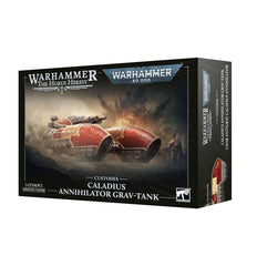 Release Date 10/17/2026
<p><strong>Warhammer: Adeptus Custodes – Caladius Annihilator Grav-Tank</strong> delivers devastating heavy firepower for Adeptus Custodes and Legio Custodes armies. Armed with a turret-mounted Arachnus Blaze Carronade, this swift antigrav tank is built to tear through heavily armored infantry while its durable chassis keeps it mobile and dangerous across the battlefield.</p>

<p>This multipart plastic kit builds 1 Caladius Annihilator Grav-Tank with a choice of hull-mounted weapons.