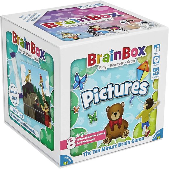 BrainBox is a fun memory and observation card game which tests your eye for detail. What can you remember in just 10 seconds? This Pictures edition of the game features familiar scenes with beautiful detail to develop observation and communication.

BrainBox Pictures contains 55 game cards each showing an everyday scene from in or outside the home. The cards are brought to life with hand drawn illustrations which are rich in detail for children to enjoy.

The game aides children in the growth of communicati