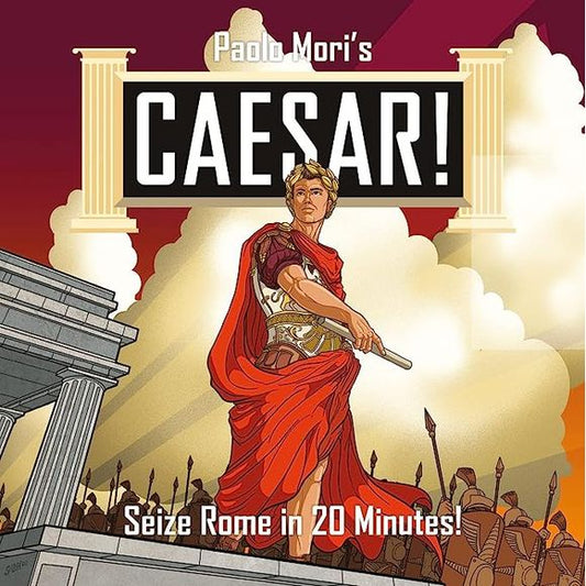 CAESAR!: SEIZE ROME IN 20 MINUTES The Roman Republic is coming to an end, but not before a power struggle between Caesar and Pompey. Players will command their legions, strategically deploying them to key battlegrounds to try and seize control of the provinces and become ruler of the republic. Players draw tokens from a bag to determine their starting forces and to replenish their losses. Players allocate their resources to each province, gaining tactical advantages and vying for control of the republic. Th