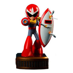 This statue has no edition number, and was a replacement and is in new and unopened condition.

First 4 Figures is proud to reveal Proto Man: the mysterious masked Robot Master who made his debut in Megaman 3 on the Nintendo Entertainment System.
The exclusive version of Proto Man numerous LED lights have been worked into the statue’s design, allowing the appropriate parts of Proto Man’s suit and his Proto Blaster to illuminate.