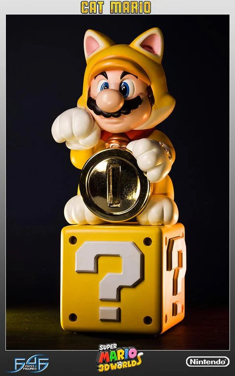 This statue has no edition number, and was a replacement and is in NEW and UNOPENED condition. 

In Super Mario 3D World, Mario can transform into the cute and furry Cat Mario by grabbing one of the Lucky Bell or Super Bell Power Ups. He gets a host of new skills, from the ability to scamper up walls with his claws to a speed boost as he runs along on all fours.

First 4 Figures is happy to power-up our Super Mario collection with the adorable Cat Mario. Clutching a shiny, golden Coin in one paw and with th