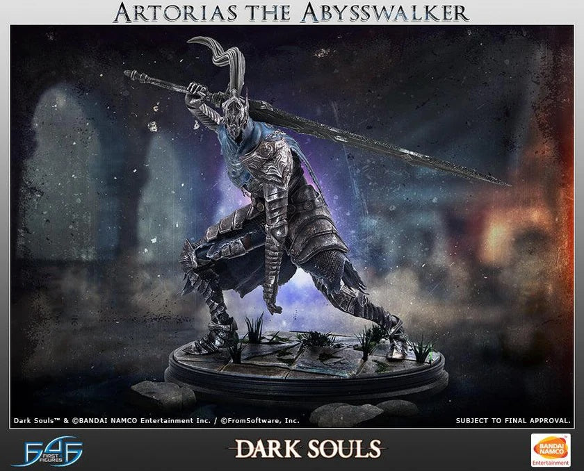 This statue has no edition number, and was a replacement and is in new and unopened condition. 

Once as part of the Four Knights of Lord Gwyn. Artorias, has unmatched skills wielding a greatsword and the ability to traverse The Abyss. However eventually overwhelmed by The Abyss, Artorias heroically sacrificed himself to save his loyal companion Sif. Having lost his sanity, the knight moves about in an untamed manner as he howls beneath the blue shroud of his helm.

First 4 Figures is proud to present Artor