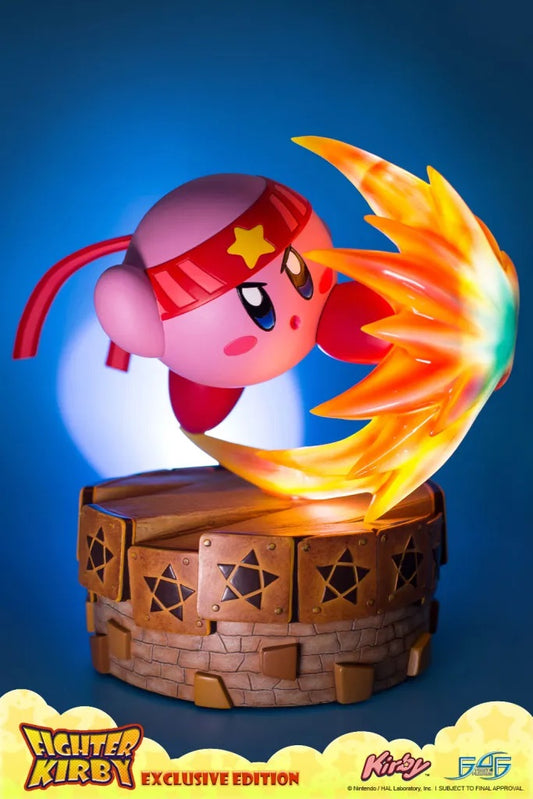 This statue has no edition number, and was a replacement and is in new and unopened condition. 

Representing the character straight from Kirby’s Return to Dream Land and unleashing a Spin Kick that all Kirby fans are familiar with.  The base is inspired from the "Nutty Noon" stage from Kirby's Return to Dream Land.  Exclusive Edition includes "Spin Kick" LED effect.  

[Size]: 13 (33cm) height, 10 (26cm) width, 14 (36cm) inches depth.