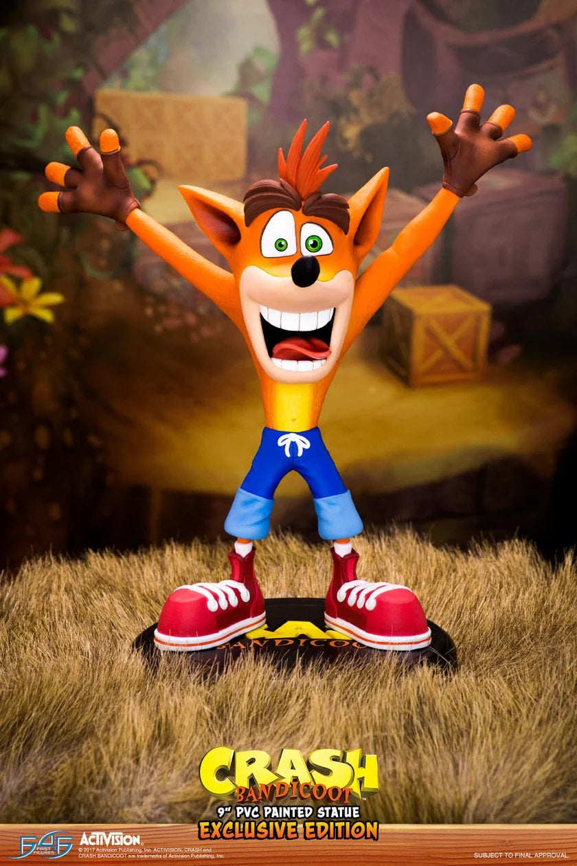 This statue has no edition number, and was a replacement and is in new and unopened condition. 

First 4 Figures is proud to present the highly anticipated Crash Bandicoot 9" PVC Painted Crash statue Exclusive Edition.

Crash Bandicoot was genetically enhanced by Doctor Neo Cortex. He escaped from Cortex's castle and acts as the opposition against Cortex. The most distinctive technique Crash uses is one in which he spins like a tornado at high speeds and knocks away almost anything that he strikes.

[Size]: