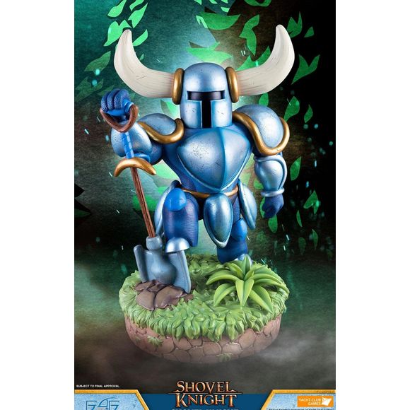 This statue is a replacement model and, as such, has no production number or card of authenticity.

First 4 Figures is proud to present the highly anticipated Shovel Knight - Shovel Knight.

Usually wearing light blue armor, Shovel Knight is the main character in the game. His main focus is to find his beloved Shield Knight who is lost to the Tower of Fate and to stop the Enchantress from taking over the Valley.