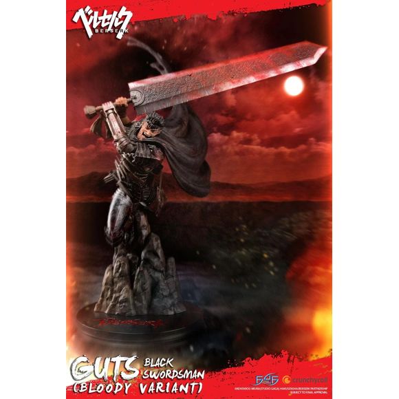 This statue has no edition number, and was a replacement and is in new and unopened condition.

First 4 Figures is proud to present the highly anticipated Berserk: GUTS: Black Swordsman resin statue.

Also known as the Black Swordsman, Guts is a former mercenary and bears the Brand of Sacrifice (the brand marks those for a sacrificial ceremony in which an apostle or God Hand is created). While traveling the world, Guts is in a constant internal struggle between protecting those dear to him and pursuing his
