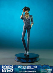 This statue has no edition number, and was a replacement and is in new and unopened condition. 

First 4 Figures is proud to present the highly anticipated Cowboy Bebop Exclusive statue.

Spike Spiegel, a former member of the criminal Red Dragon Syndicate who left by faking his own death, is a bounty hunter aboard the spaceship Bebop. He's first introduced as the partner of Jet Black, the captain of the Bebop, and the two of them pursue criminals all across the solar system. During his travels on the Bebop,