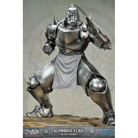 This statue has no edition number, and was a replacement and is in new and unopened condition. Fullmetal Alchemist Brotherhood- Alphonse Elric REGULAR (SILVER VARIANT) edition comes with the following:-

Fullmetal Alchemist Brotherhood - Alphonse Elric (SILVER VARIANT) RESIN statue
Highly detailed base inspired by the theme and style from the Fullmetal Alchemist Brotherhood anime
Base comes with Glow in the Dark feature
Statue includes a normal head sculpt
Product Size:

Statue including base

Height - 21.5