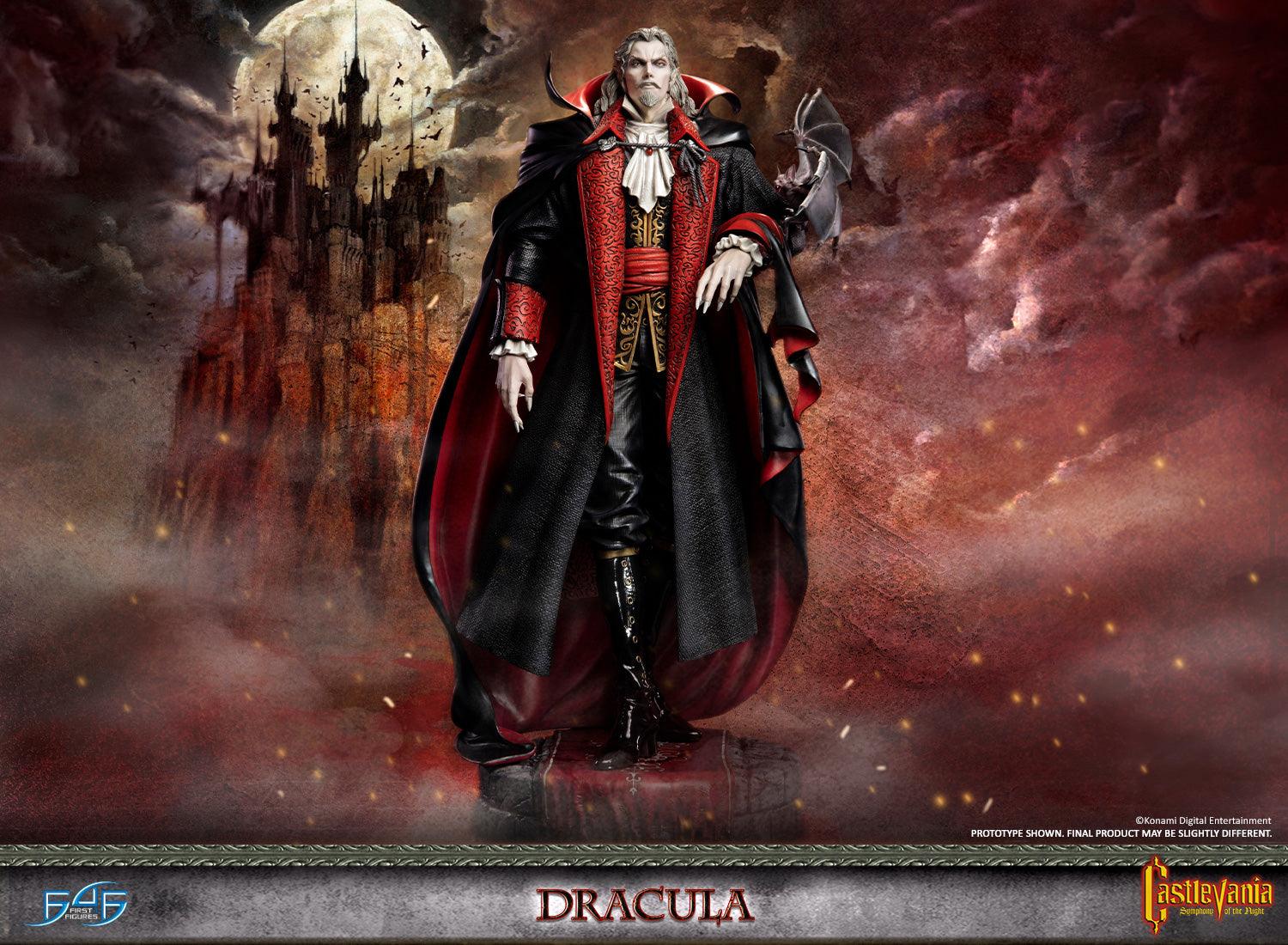 This statue has no edition number, and was a replacement and is in new and unopened condition.

Dracula is seen striking a static yet exalted pose, with an intimidating gaze that manifests fear into the hearts of mere mortals. His garments are highly textured and detailed, with just the right amount of wrinkles in the right places to impart a level of realism to the statue.

Subject to final approval.

Product Size:

Statue including base:

[Size]: Height – 20 inches (51cm) Width - 11 inches (28cm) Depth -