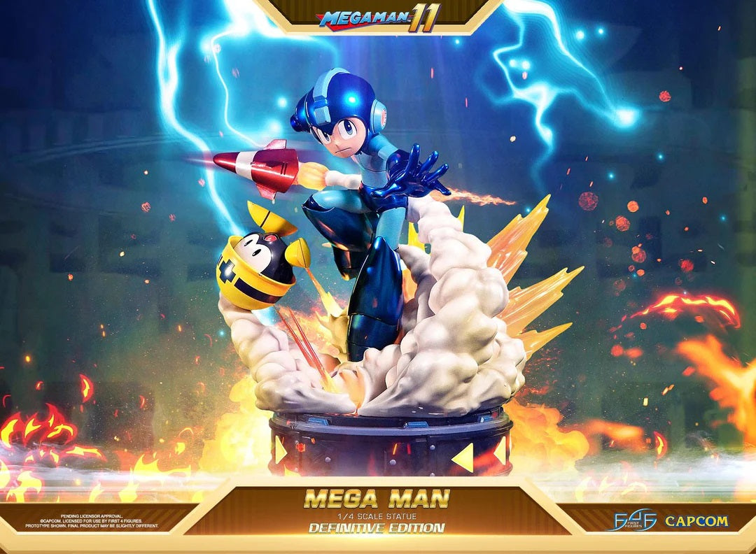 This statue has no edition number, and was a made as a SAMPLE for Capcom and is in NEW and UNOPENED condition. 

First 4 Figures is proud to introduce their latest ¼ scale resin collectible, Mega Man! This is the first statue to release in the all-new Mega Man 11 lineup.

The highly detailed Mega Man statue is seen striking a dynamic pose resembling the Mega Man 11 game cover. The base is covered with clouds of smoke caused by the explosions, and his armor and the rest of the base also have details of battl