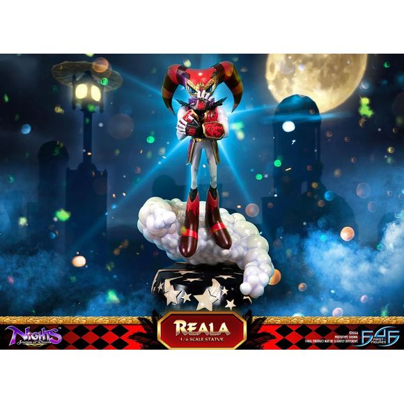 This statue has no edition number, and was a replacement and is in new and unopened condition. 
NiGHTS: Journey of Dreams – Reala (STANDARD Edition) comes with the following:

NiGHTS: Journey of Dreams – Reala RESIN statue
Highly detailed base inspired by the theme and style from the game
Product Size:

Statue including base:

Height – 12.8 inches (32cm)

Width – 8 inches (20cm)

Depth – 7.5 inches (19cm)

Weight – 2.316 KG