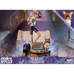 This statue is a sample that was produced for Funimation and, as such, has no edition number or card of authenticity

First 4 Figures is proud to introduce their latest resin collectible, Ed and Ein. This is the fourth statue to release in the Cowboy Bebop lineup. The concept for this statue revolves around the personality of Edward Wong Hau Pepelu Trivruski IV (or Ed for short). As the technology expert and hacker of the Bebop crew, Ed is never seen without her trusty computer and goggles, which are attach