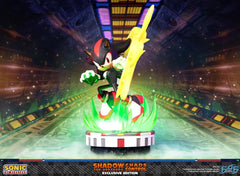 This statue was a sample produced for SEGA and has no edition number or authentication card.

The concept for this statue is inspired by the Final Rush stage of Sonic Adventure 2, which is the last stage in the game just before facing the final boss. The design of the upper half of the base is from the Final Rush stage itself, while the lower half represents the starry outer space since the stage is located in space! Harnessing the power of a Chaos Emerald, Shadow the Hedgehog can increase the strength of h