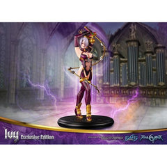 This statue is a replacement model that has no production number and no card of authenticity.

First 4 Figures is proud to introduce their latest statue collectible, Ivy! This is the third statue to release in the Soulcalibur II lineup.

The highly detailed Ivy statue is inspired by her official artwork from Soulcalibur II. This is also the pose she strikes during her ending cutscene when you finish her Arcade Mode. She stands atop a circular base with the Soulcalibur II logo embossed on it.

Ivy's weapon o