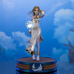 This statue has no edition number, and was a replacement and is in new and unopened condition.

The concept for this statue is based on her official artwork from the Skies of Arcadia game. Fina is in this elegant and graceful pose beside her pet and signature weapon, Cupil
Skies of Arcadia – Fina (Exclusive Edition) comes with the following: 
Skies of Arcadia – Fina resin painted statue
Highly detailed base inspired by the Skies of Arcadia art style
LED light-up function for Cupil with six colors (static)