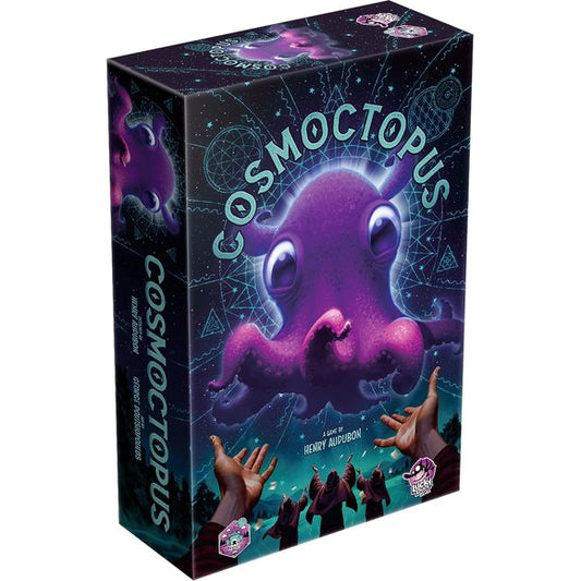 Cosmoctopus is an engine-building, tentacle-gathering board game for 1 to 4 devotees. Guide Cosmoctopus through the Inky Realm, a flexible configuration of tiles, to gather resources and obtain powerful cards that represent relics, scripture, hallucinations and constellations. Harness the power of these bizarre objects and experiences, craft potent card combinations and be the first to gain 8 tentacles to win!

CELESTIAL ENGINE-BUILDING GAME: Immerse yourself in the Inky Realm and gather resources with Cosm