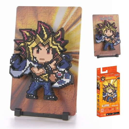 When Yugi lets the spirit of the ancient Pharaoh inside him, he becomes Yami Yugi. A master duelist, Yami Yugi is confident and skilled—and a fierce opponent.

FiGGYZ are Pop Magnet Collectibles - pixel-art characters that snap magnetically onto display-ready backdrops.

Each one features:

A reversible metal display
Side A: Themed background related to the character
Side B: Classic Background, typically of the franchise
A magnetized figure raised off the surface using MagMounts™ for a 3D pop out feeling
Co