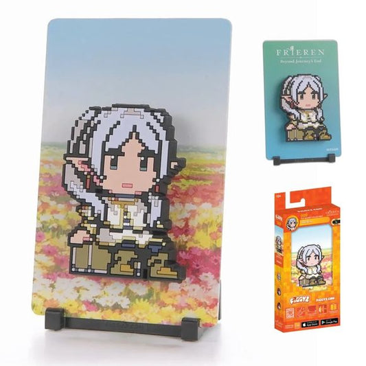 A skilled elven mage who embarks on a journey to understand humanity and come to terms with her past.

FiGGYZ are Pop Magnet Collectibles - pixel-art characters that snap magnetically onto display-ready backdrops.

Each one features:

A reversible metal display
Side A: Themed background related to the character
Side B: Classic Background, typically of the franchise
A magnetized figure raised off the surface using MagMounts™ for a 3D pop out feeling
Comes with a display base for shelves and a magnetic sticke
