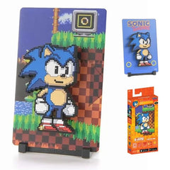 A blue hedgehog with incredible speed, always ready to thwart Dr. Eggman's schemes.

FiGGYZ are Pop Magnet Collectibles - pixel-art characters that snap magnetically onto display-ready backdrops.

Each one features:

A reversible metal display
Side A: Themed background related to the character
Side B: Classic Background, typically of the franchise
A magnetized figure raised off the surface using MagMounts™ for a 3D pop out feeling
Comes with a display base for shelves and a magnetic sticker for mounting on