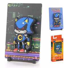 A menacing robotic doppelgänger of Sonic, created by Dr. Eggman to match Sonic's speed and abilities.

FiGGYZ are Pop Magnet Collectibles - pixel-art characters that snap magnetically onto display-ready backdrops.

Each one features:

A reversible metal display
Side A: Themed background related to the character
Side B: Classic Background, typically of the franchise
A magnetized figure raised off the surface using MagMounts™ for a 3D pop out feeling
Comes with a display base for shelves and a magnetic sticke
