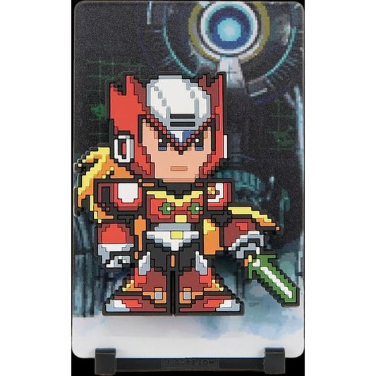 A skilled and dedicated Maverick Hunter with a fierce sense of duty and a formidable energy saber.

FiGGYZ are Pop Magnet Collectibles - pixel-art characters that snap magnetically onto display-ready backdrops.

Each one features:

A reversible metal display
Side A: Themed background related to the character
Side B: Classic Background, typically of the franchise
A magnetized figure raised off the surface using MagMounts™ for a 3D pop out feeling
Comes with a display base for shelves and a magnetic sticker f