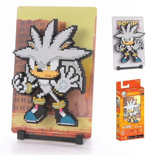A psychokinetic hedgehog from the future determined to change fate and save his ruined world.

FiGGYZ are Pop Magnet Collectibles - pixel-art characters that snap magnetically onto display-ready backdrops.

Each one features:

A reversible metal display
Side A: Themed background related to the character
Side B: Classic Background, typically of the franchise
A magnetized figure raised off the surface using MagMounts™ for a 3D pop out feeling
Comes with a display base for shelves and a magnetic sticker for mo