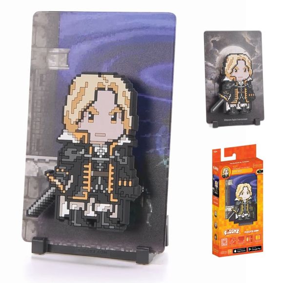 The son of Dracula, wielding powerful magic and weaponry to defy his father’s dark rule.

FiGGYZ are Pop Magnet Collectibles - pixel-art characters that snap magnetically onto display-ready backdrops.

Each one features:

A reversible metal display
Side A: Themed background related to the character
Side B: Classic Background, typically of the franchise
A magnetized figure raised off the surface using MagMounts™ for a 3D pop out feeling
Comes with a display base for shelves and a magnetic sticker for mountin
