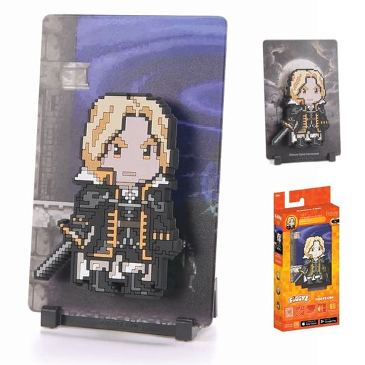 The son of Dracula, wielding powerful magic and weaponry to defy his father’s dark rule.

FiGGYZ are Pop Magnet Collectibles - pixel-art characters that snap magnetically onto display-ready backdrops.

Each one features:

A reversible metal display
Side A: Themed background related to the character
Side B: Classic Background, typically of the franchise
A magnetized figure raised off the surface using MagMounts™ for a 3D pop out feeling
Comes with a display base for shelves and a magnetic sticker for mountin