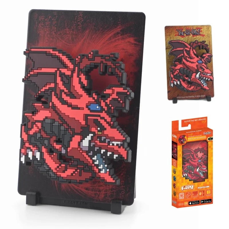 <p><strong>FiGGYZ Yu-Gi-Oh! – Slifer the Sky Dragon 11 cm Magnetic Collectible Figure</strong> brings one of Yu-Gi-Oh!’s legendary Egyptian God Cards to life in bold pixel-art style. This officially licensed collectible features a magnetic design and reversible metal backing plate, giving fans multiple ways to display Slifer on a shelf, desk, wall, or other magnetic surface.</p>

<p>Measuring approximately 11 cm tall, this compact display piece is ideal for Yu-Gi-Oh! collectors, anime fans, gamers, and fans
