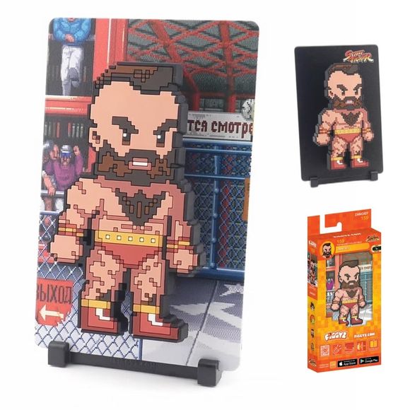A powerful Russian wrestler famous for his brute strength and spinning attacks.

FiGGYZ are Pop Magnet Collectibles - pixel-art characters that snap magnetically onto display-ready backdrops.

Each one features:

A reversible metal display
Side A: Themed background related to the character
Side B: Classic Background, typically of the franchise
A magnetized figure raised off the surface using MagMounts™ for a 3D pop out feeling
Comes with a display base for shelves and a magnetic sticker for mounting on any