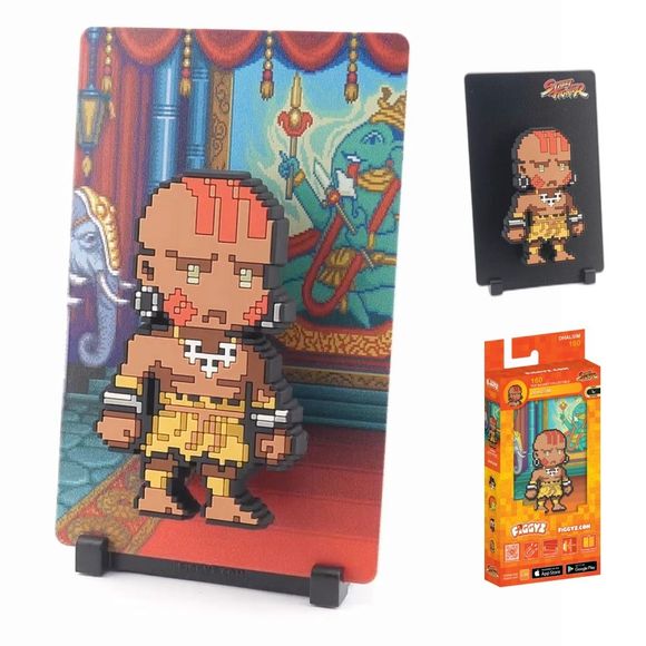 A peaceful yoga master with the ability to stretch his limbs and breathe fire.

FiGGYZ are Pop Magnet Collectibles - pixel-art characters that snap magnetically onto display-ready backdrops.

Each one features:

A reversible metal display
Side A: Themed background related to the character
Side B: Classic Background, typically of the franchise
A magnetized figure raised off the surface using MagMounts™ for a 3D pop out feeling
Comes with a display base for shelves and a magnetic sticker for mounting on any v