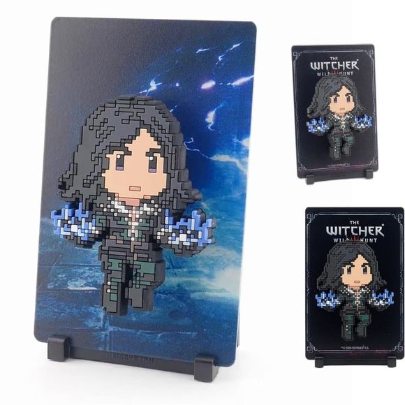 Yennefer is a powerful sorceress who’s not afraid to break the rules or betray an ally or two if it accomplishes her goals. 

FiGGYZ are Pop Magnet Collectibles - pixel-art characters that snap magnetically onto display-ready backdrops.

Each one features:

A reversible metal display
Side A: Themed background related to the character
Side B: Classic Background, typically of the franchise
A magnetized figure raised off the surface using MagMounts™ for a 3D pop out feeling
Comes with a display base for shelve