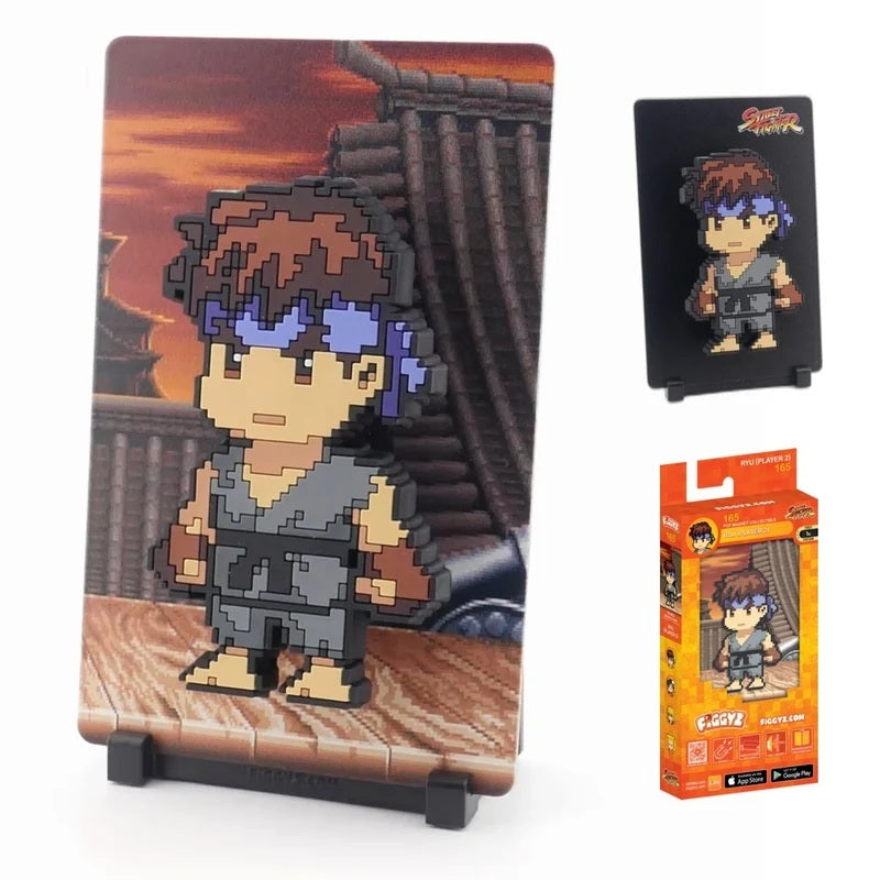 <p><strong>FiGGYZ Street Fighter – Ryu (Player 2) #165</strong> brings the legendary World Warrior to life in bold pixel-art style. This magnetic collectible features a raised 3D pop-out design, reversible metal backdrop, display base, and magnetic mounting sticker, giving fans multiple ways to showcase Ryu on a shelf, desk, wall, or other magnetic surface.</p>

<p>Perfect for Street Fighter fans, retro gaming collectors, and pop culture displays, this compact collectible also has the chance to appear as a