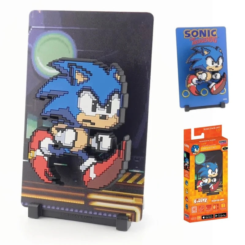 <p><strong>FiGGYZ Sonic the Hedgehog – Sonic (Face-Off) #177</strong> captures SEGA’s iconic blue hedgehog in bold pixel-art style with a raised magnetic 3D display. The collectible includes a reversible metal backdrop, display base, and magnetic mounting sticker, giving fans multiple ways to showcase Sonic on a shelf, desk, wall, or other magnetic surface.</p>

<p>Perfect for Sonic the Hedgehog fans, retro gaming collectors, and pop culture displays, each FiGGYZ release also offers a chance to find a rare