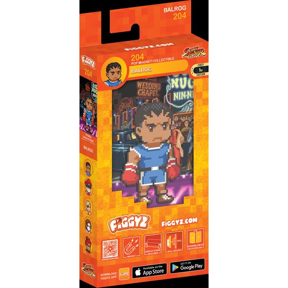 The tall, heavily built, and muscular boxer.

FiGGYZ are Pop Magnet Collectibles - pixel-art characters that snap magnetically onto display-ready backdrops.

Each one features:

A reversible metal display
Side A: Themed background related to the character
Side B: Classic Background, typically of the franchise
A magnetized figure raised off the surface using MagMounts™ for a 3D pop out feeling
Comes with a display base for shelves and a magnetic sticker for mounting on any vertical surface.