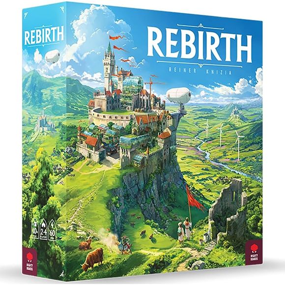 A new tile-laying game from Reiner Knizia set in a lush and hopeful future.

Rebirth revitalizes this classic genre with streamlined mechanisms that are combined with a signature Mighty Boards evocative vision — one of a lush, cosy, and hopeful future.