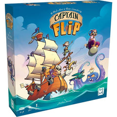 Hoy, Captain! Raise your flag, take risks to recruit a colorful crew and earn maximum gold coins! Captain Flip is a game of obvious simplicity, explained in less time than a cannonball shot: On your turn, draw a character from the bag. Keep it or Flip it over. Then place it on your board to form your crew. Featuring 9 characters with a variety of effects and 4 boards with different tactics, Captain Flip offers an immediate, fun and subtle gaming experience. Captain Flip is accessible and fun for swabbys and