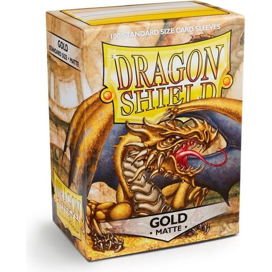 Dragon Shield Matte Gold 100 Deck Protective Sleeves Standard Size | Galactic Toys & Collectibles