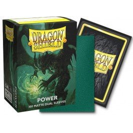 Raw power with focused intent lies behind these Dual Matte: Power sleeves. Let the metallic green color cast a force over your newly sleeved deck.Our Dual Matte sleeves are fully opaque and have a black interior that creates a dramatic background for your TCG cards.Dual Matte sleeves ensure a great shuffle feel thanks to the matte, textured back.Each cardboard box contains 100 sleeves and can be used to store 75+ single-sleeved cards, or 65+ double-sleeved cards.Personalize your boxes using the label field