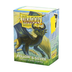 Yellow & Silver sleeves feature a bright yellow back and a silver interior. A striking match for lightning and dragon type decks! The next evolution in Dragon Shield's Matte Dual sleeves, featuring brilliant bright backs with an elegant silver interior.
Dragon Shield Standard Matte Dual sleeves have a clear front and a textured matte back. They are fully opaque, with a black interior, which makes for an elegant backdrop for black bordered cards.