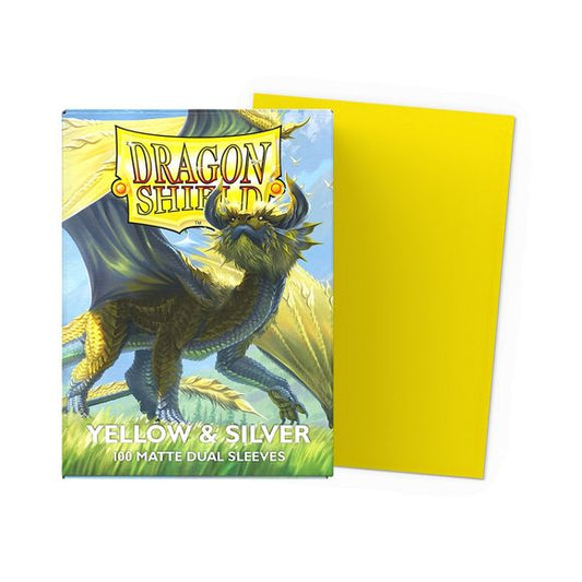 Dragon Shield Dual Matte Yellow & Silver (100ct) Protective TCG Sleeves