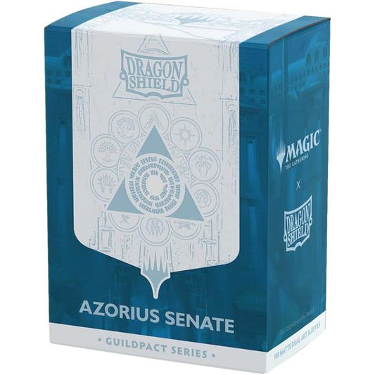 "The rules of logic and order have already made the choice for you." Uphold the law with your peers in the Azorius Senate. Show your guild allegiance with the Magic x Dragon Shield Azorius Senate Matte Dual Art Sleeves.The Guildpact series celebrates the ten iconic guilds of Ravnica. Each sleeve features their guild symbol in exquisite metallic print on a subtle background based on the Guildgate artwork. The back and interior of the sleeves use the guild's colors to perfectly match both the guild and your d