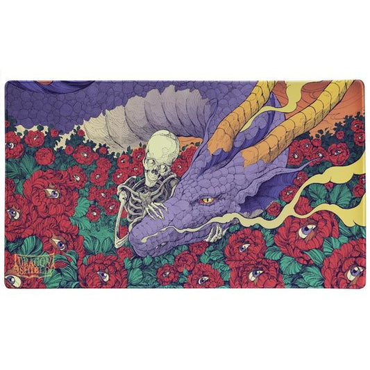 Enjoy the tender and otherworldly artwork of the Día de Muertos playmat. Created by artist Diego Andrade drawing inspiration from the deep roots of his Mexican heritage. Use this celebratory playmat as a way to invite your loved ones from the afterlife to play alongside you and face any challenge together.

Enjoy the new, silky smooth surface texture. Together with the non-slip rubber bottom and premium stitched-edge, your playmat will stay in place and see you through countless adventures.